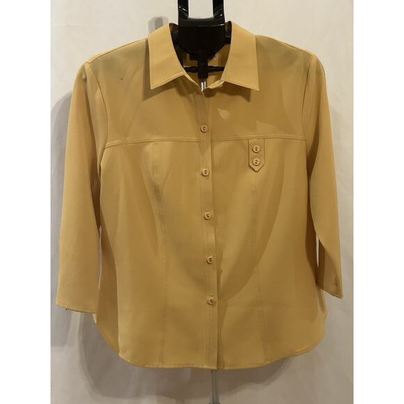 Kathy che Tops - Kathy Che Stretch Yellow Blouse Women's size 16